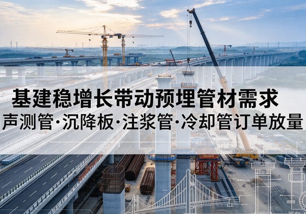 加查基建稳增长带动预埋监测管材需求，声测管、沉降板、注浆管订单持续放量